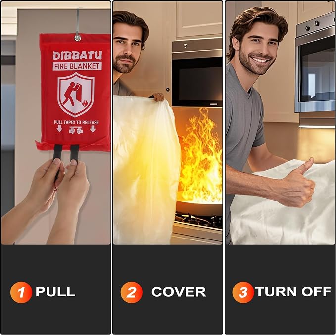 Fire Blanket for Home and Kitchen,Emergency for Small Fire,Reused,Easy Use | Emergency for House Fireplace Car Grill BBQ, Clean No Mess, Stand High Temperature Fibre, Never Expires, for Everyone,4 pcs