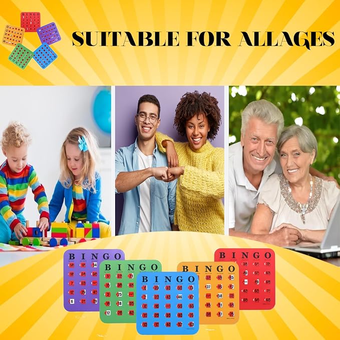 5 Packs Bingo Cards for Seniors, Shutter Slide Bingo Cards for Parties, Travel, Camping, Family Gatherings, School and Office Activities