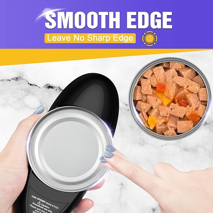 One Touch Battery Operated Electric Can Opener | Smooth Edge, Hands Free, Food Safe, Kitchen Gadgets Automatic Can Openers for Seniors, Arthritis