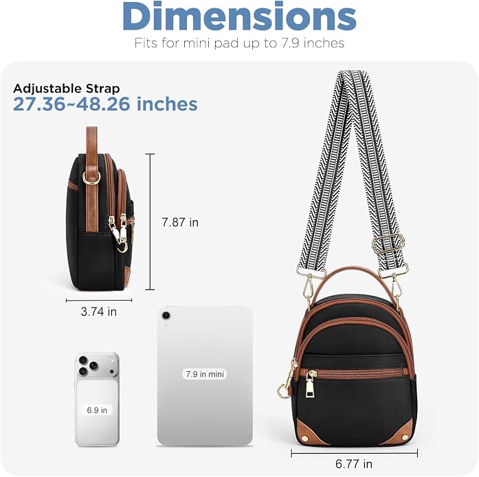 Anti Theft Crossbody Bag for Women RFID Small Purse Travel | Secure Crossbody Phone Purse with Handle, 5 RFID Slots, 7-Pocket Fits 7.9" Tablet, Adjustable Strap, Hands-Free Everyday