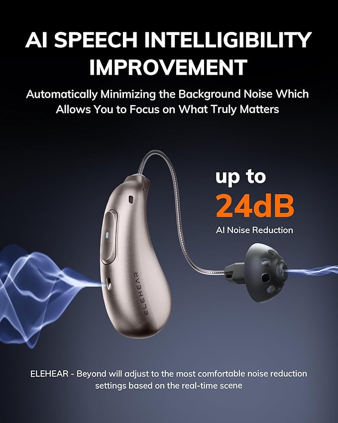 ELEHEAR-Beyond Hearing Aids, OTC Rechargeable Bluetooth Hearing Aids for Seniors and Adults with AI Noise Cancellation, Superior Sound Quality, Bluetooth 5.3 and App Control