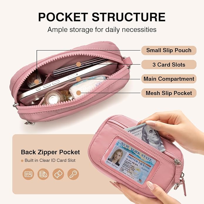 Marvolia Wristlet Wallet for Women Quilted Protective Wristlet Purse | Lightweight, Multi-Pockets with Zipper, for Travel Daily Necessities