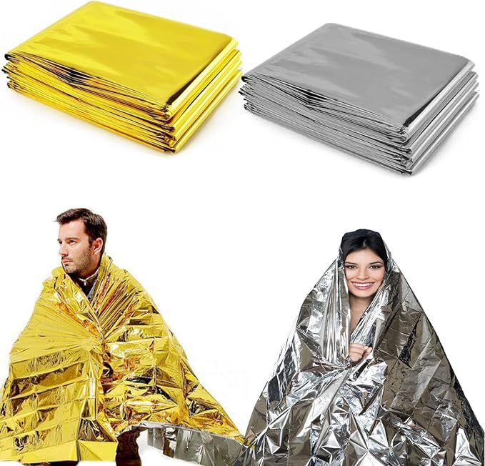 ISOP Rescue Blanket Gold & Silver | 11 Units Large Size 82 x 63 in | Emergency Thermal Blankets Survival Blankets First Aid | Warmth Retaining Blanket | Multi-Use Lightweight & Compact