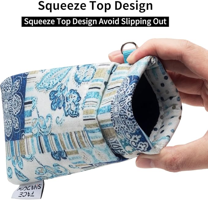 Face Shadow Double Glasses Case Soft Eyeglass Case For Women Men Squeeze Top Sunglasses Case With Cleaning Cloth