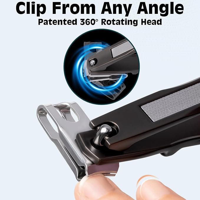 Heavy Duty Toenail Clippers for Thick Ingrown Nails Fingernail Set | Ultra Sharp All-IN-ONE Kit: 15% Thicker Premium Sturdy Podiatrist Toe Nail Care Tools. Perfect Grooming Gifts with Case