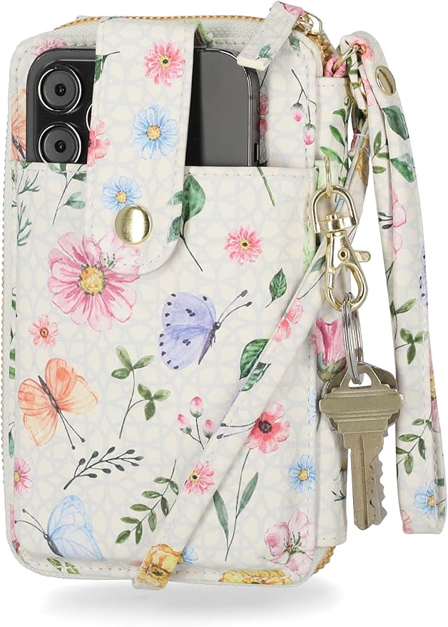 Mundi Jacqui RFID Crossbody Wallet for Women, Vegan Leather Small Travel Handbag with Phone Holder, Compact Organizer with Card Slots and Adjustable Strap, Vacation Purse in