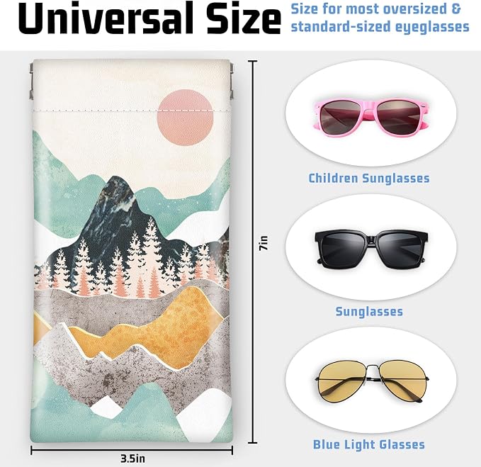 Soft Sunglasses Eyeglass Glasses Case,7x3.5inch Portable PU Leather Squeeze Top Holder Bag Pouch for Women Men