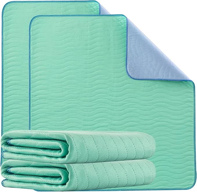 Washable Underpads 34"×36"(Pack of 2),Heavy Absorbency Incontinence Bed Pads,Reusable Diaper Changing Bed Pads Washable Waterproof for Sofa,Bed,Floor,Bedwetting Pee Pads for Nursing Adults,Kids,Dogs