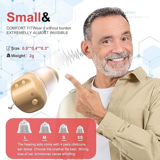 Hearing Aids for Seniors, Hearing Aid Rechargeable for Hearing Loss, Personal Hearing Amplifier with Volume Control and Portable Magnetic Charging Case, Noise Canceling Hearing Aids