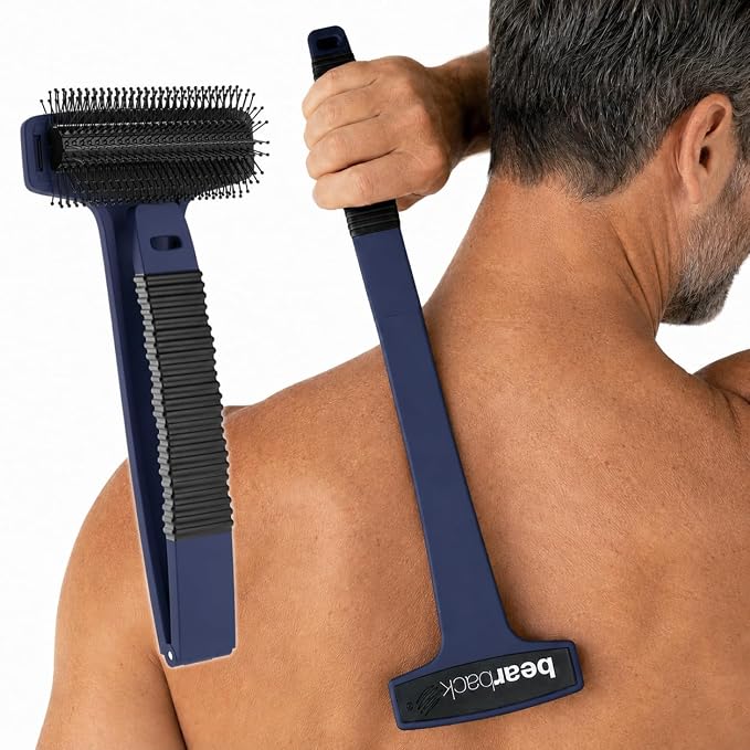 Back Scratcher for Men & Women - Long Reach Folding Handle, Skin-Safe Bristles - Extendable, Portable, Easy to Clean - Designed by a USA Small Business