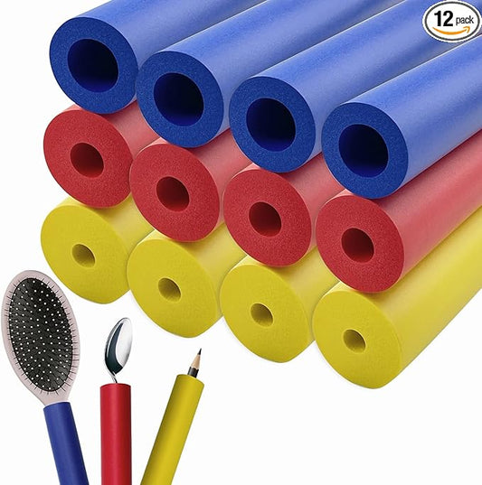 12 Pack Foam Grip Tubing for Utensils Tools Pens - 3 Sizes, Comfort Grip for Elderly, Disabled, Arthritis, Multicolor