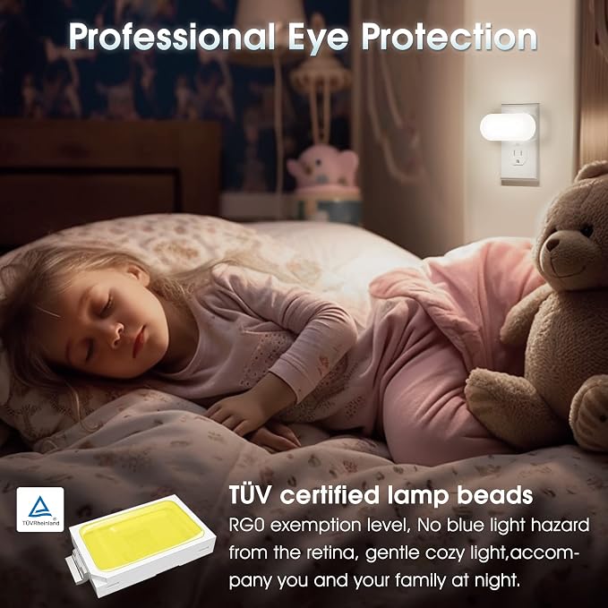 Led Night Light,Night Lights Plug into Wall,Dusk to Dawn Sensor | 1W 5000K Dimmable Night Light from 0LM to 100LM, Night Light for Bathroom Hallway Bedroom Kids Room Stairway