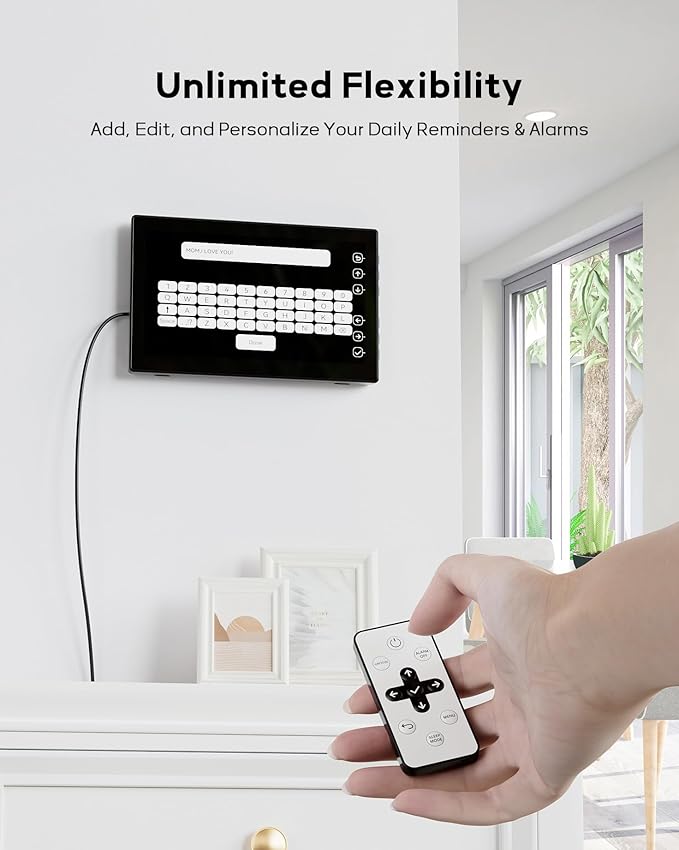 10.1" Large Digital Clock with Date and Day for Elderly, Remote Control Digital Calendar with 12 Themes, Auto Dimming, 23 Customizable Schedules, AutoDST, Indoor Temperature & Humidity, Wall Mounted