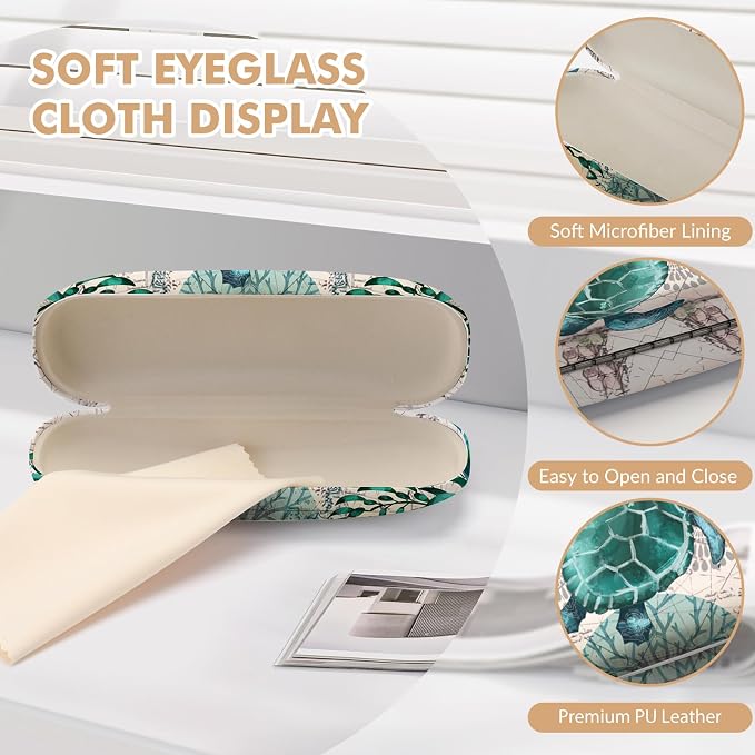 Glasses Case Hard Shell,Portable Protective Eyeglasses Case, Eyeglass Holder Box with Cleaning Cloth, for men women