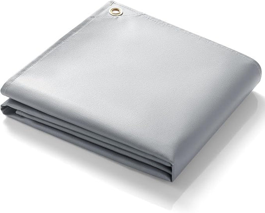 PAWBOSE 8x12ft Welding Blanket, Silicone Coated Fiberglass Fire Blanket for Welding & Cutting - Heavy Duty Fireproof Protection with Storage/Carry Bag for Indoor & Outdoor Use