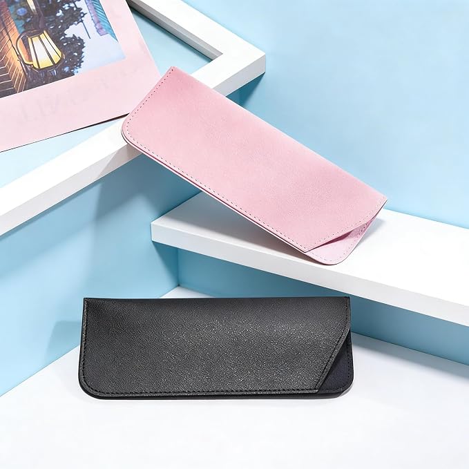 Glasses Cases, 6 Pcs Leather Reading Eyeglasses Case Slim Soft Sunglasses Pouch Spectacles Storage Bag for Women Men Kids