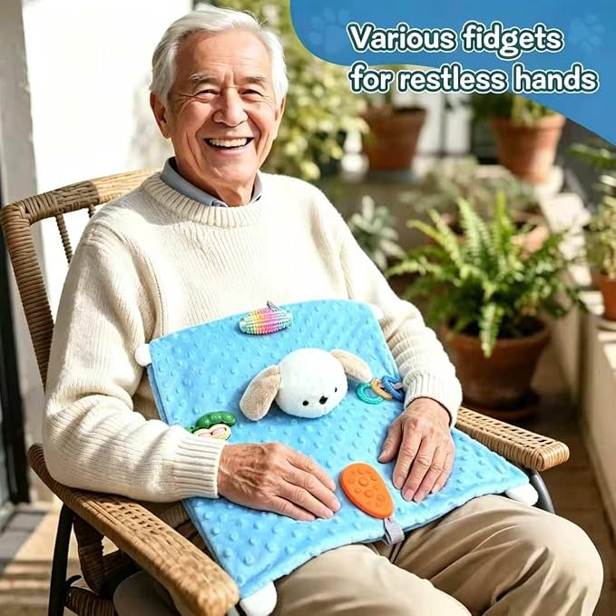 Bubble Fleece Fidget Blanket for Adults with Dementia | Alzheimers Dementia Activities Products for Elderly and Seniors | Gift Game and Toy for Alzheimer’s or Dementia | Sensory Fidget Toys