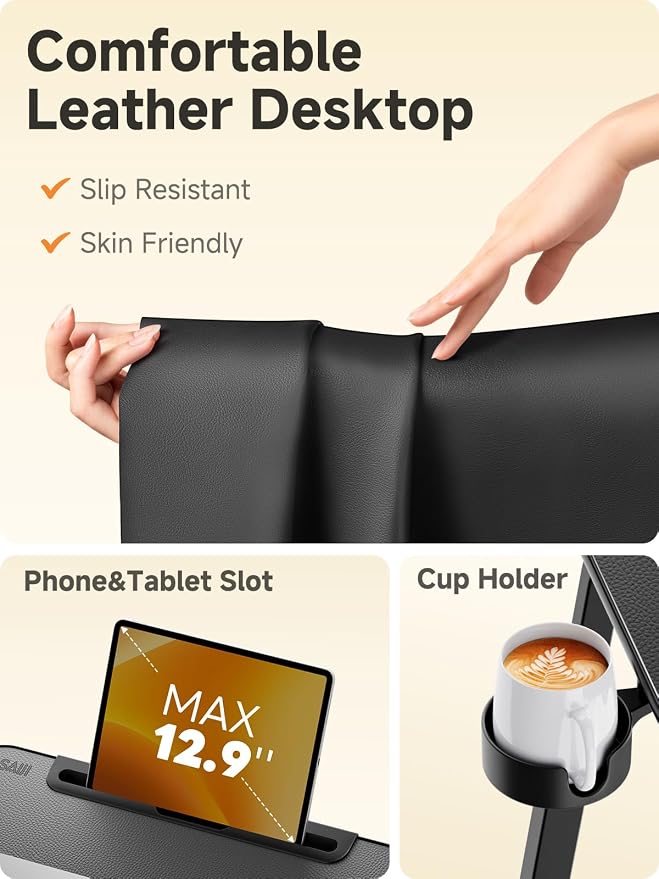 SAIJI Heavy Duty TV Trays Upgraded TV Tables for Eating on Couch | Angle & Height Adjustable Living Room Dinner Table, Laptop Desk for Sofa/Bedside/ Recliner, with Cup Holder and Tablet Slot