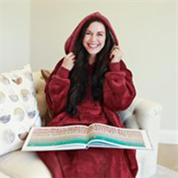 Catalonia Oversized Blanket Hoodie Sweatshirt, Wearable Sherpa Lounging Pullover for Adults Women Men