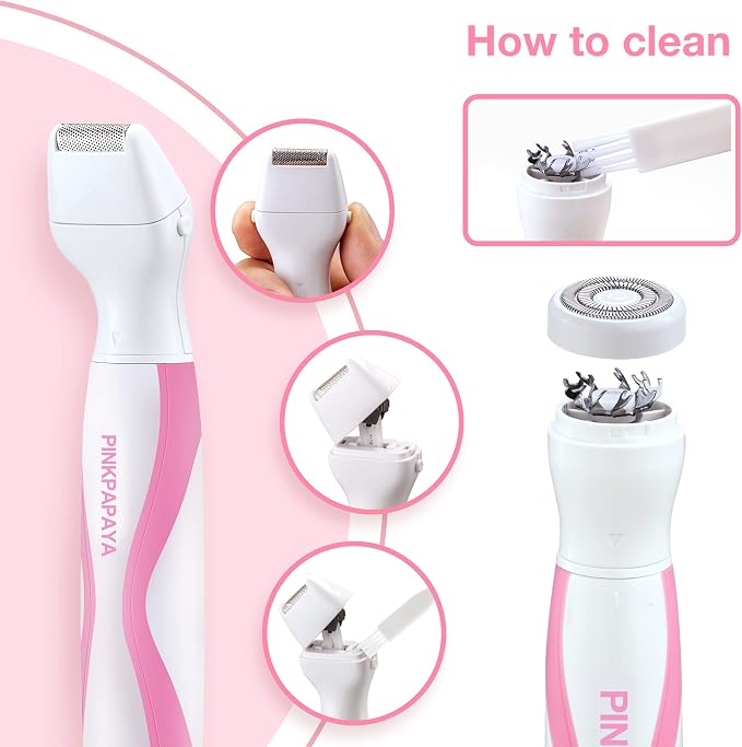 pinkpapaya 4in1 Nose Hair Trimmer for Women,Facial Hair Remover,Electric Face Shaver Razor for Nose Ear,Bikini Trimmer,Facial Hair Removal,ROSE/OI8J