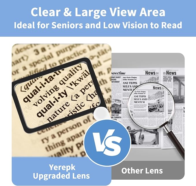 5X Magnifying Glass with Light, Lightweight Full Page Magnifier for Reading, Large Lighted Magnifier with 48 LED Light and Anti-Glare Lens, Ideal Gift for Seniors, Macular Degeneration, Low Visions