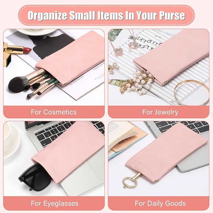 Sightor Sunglass Case, 2 Pcs Soft Eyeglass Cases for Women Portable Squeeze Top Leather Glasses Pouch
