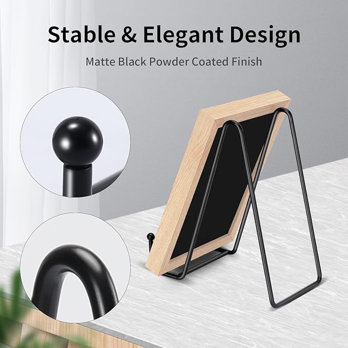 Kruodop 8 Inch Plate Stands for Display, 5 Pack Plate Holder Display Stand, Black Metal Frame Easel Holder Stand for Pictures,Book, Photo, Decorative Plate, Black