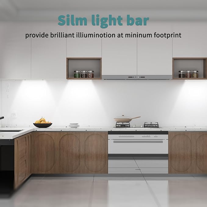 ASOKO Dimmable Under Cabinet Lighting for Kitchen - 6 Pcs 12 inches Linkable Counter Light Bars, Led Closet Light Daylight White 4500K,DC24V 1360Lumens,20W Led Shelf Lighting (ETL Plug)