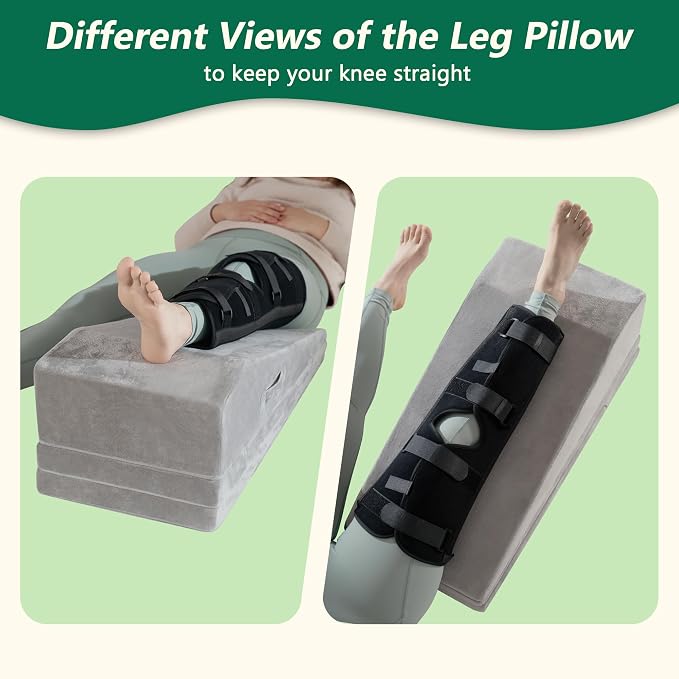 Wedge Pillow for Sleeping, Bed Wedge Pillow for After Surgery 3-Height Memory Foam Leg Elevation Pillow for Swelling Back Pain Relief Sciatica Knee Ankle Pain Bed Support Legs L 29"