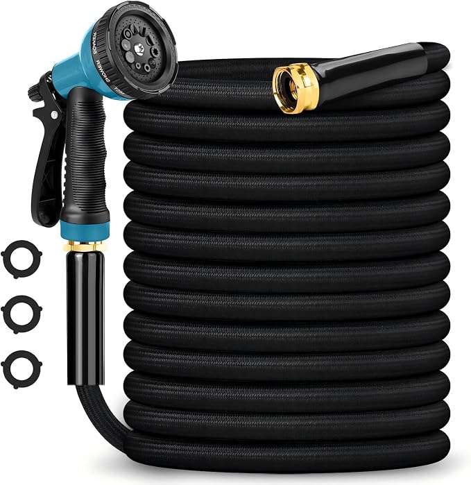 Garden Hose 100FT Non-Expanding, Lightweight Flexible Water Hose | Garden Hose With 10-Function Nozzle, Leak-Proof No-Knot, Easy to Carry, Wear-Resistant, Sturdy Water Hose for Outdoor Yard