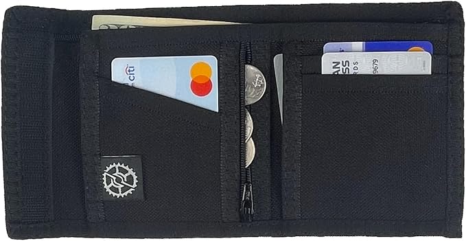 Sprocket Nylon Bifold Wallet with Zippered Coin Pocket (Black)