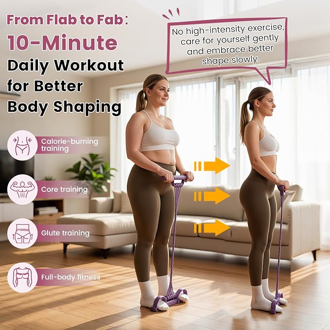 3-in-1 Adjustable Pedal Resistance Band with Handles, Natural Latex Portable Pocket Gym for Abdomen Waist Arm Leg Stretch Training, Workout Equipment for Home Office and Travel