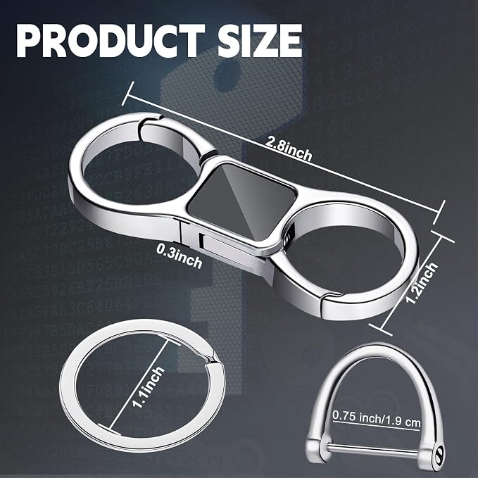 Yaocom 2 Pcs Keychain Quick Release Spring with 8 Stainless Key Rings and 4 D Rings Detachable Car Key Chain Spring Clip