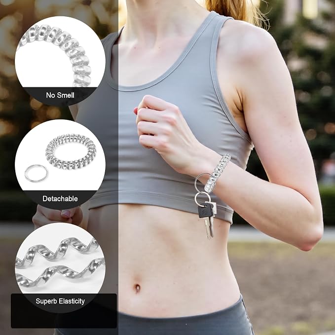 Spiral Coil Keychain, Anti-lost Key Chain Holder Lanyard Cord for Sauna Outdoor Sports and Gym Pool
