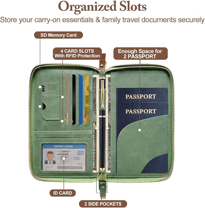 Passport Holder for Travel Women and Men RFID Blocking Passport Holder with Zipper Multi-functional Passport Wallet Passport Case Passport cover Travel Essentials