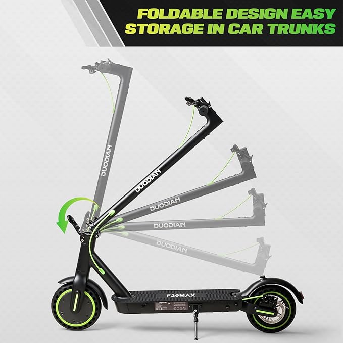 Electric Scooter for Adults, Folding E Scooter with 500W Motor 19 Mph Top Speed 18 Miles Range, 8.5" Solid Tires Folding Commuting Motorized Kick Scooter (Green - 7.8AH Battery Dual Rear Suspension)
