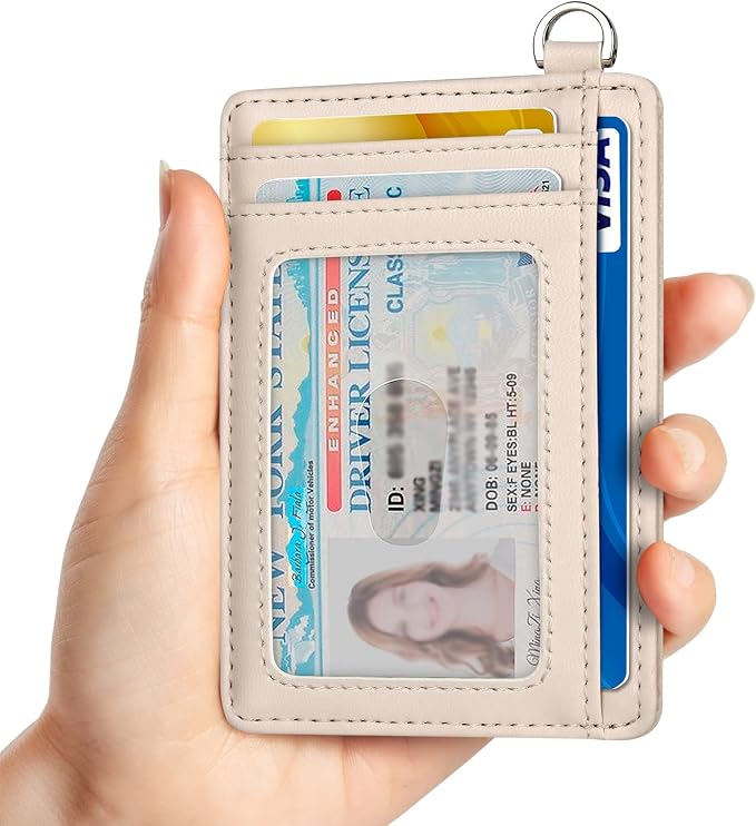 Slim Minimalist Front Pocket Wallet, RFID Blocking Credit Card Holder Wallet with Detachable D-Shackle for Men Women