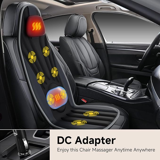 SLOTHMORE Back Massager with Heat, Full Body Massage Pad with Pillow Neck Support, Chair Massager with 3D Lumbar Support and 8 Vibration Motors, Christmas Gifts for Dad Mom, Home Office Use