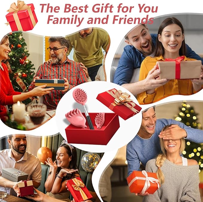 Back Scratcher with 3 Detachable Scratching Heads Silicone Massager Extendable Telescoping for Itches Lotion Application Spa Whole Body Seniors The Disabled Baby Men Women Kids Adults Pink