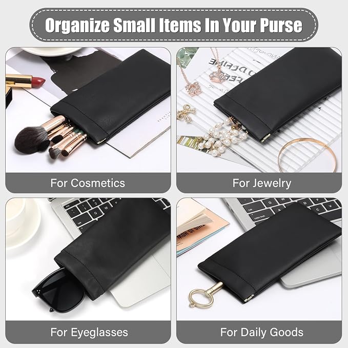 Sightor Sunglass Case, 2 Pcs Soft Eyeglass Cases for Women Portable Squeeze Top Leather Glasses Pouch