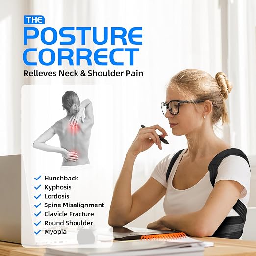 Lexniush Posture Corrector for Kids Teenagers, Updated Adjustable Upper Back Posture Brace for Boys/Girls, Breathable Back Support Braces for Scoliosis, Hunchback, Pain Relief, Spine Corrector, M