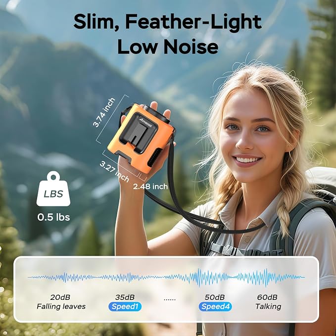 AMACOOL Mini Portable Waist Fan Clip on, 13000RPM Wearable Shirt Belt Fan | Gifts for Father Him Men Dad Husband, Rapid-Cooling Personal Neck Fans for Men Women Outdoor Work Jobsite Travel Camping