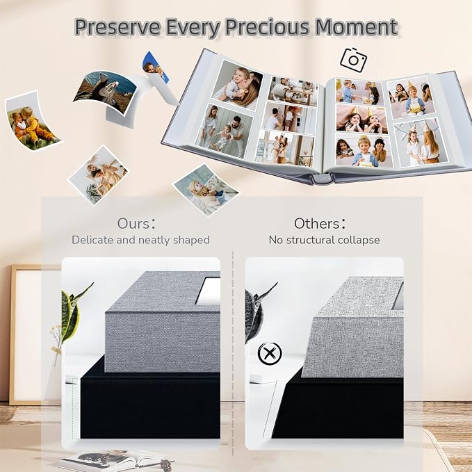 popotop Photo Album 4x6-600 Photos Photo Books with 600 Horizontal and Vertical Pockets,Linen Cover Albums for Family Wedding Anniversary Baby Vacation Pictures