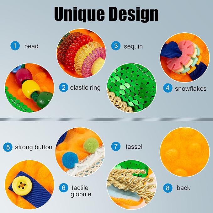Sensory Blanket for Adults with Dementia, Dementia Activities for Seniors, Alzheimer's Products, Sensory Board with Buttons & Textures, Anxiety Relief Gifts for Elderly