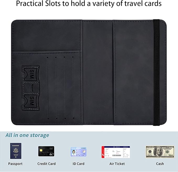Passport Holder Wallet Cover Case,RFID Blocking Passport Cover,Large Capacity Travel Wallet with Multi Card Slots (Butterfly Girl Watercolor Art)
