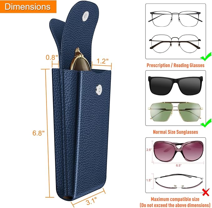 FINTIE Double Glasses Case with Carabiner Hook, Portable Vegan Leather Eyeglass Case Anti-scratch Sunglasses Pouch