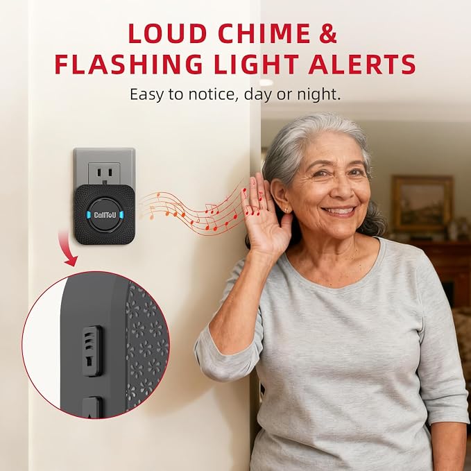 CallToU Caregiver Pager Wireless Call Button for Elderly at Home, 500+ ft Open Area Long Range Through Walls, 3 Plug-in Receivers and 2 Waterproof SOS Buttons, Home Nurse Call System
