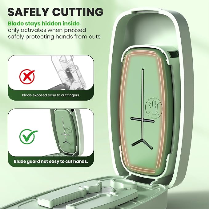 Pill Cutter Splitter for Small and Tiny Pills, Anti-Slip Silicone Pad Holds Pills Steady, Adjustable Pill Cutter for Accurate 1/2 1/3 1/4 Cutting, Sharp Stainless Steel Blade with Safety Guard