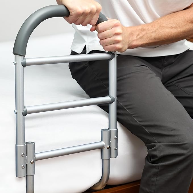 Lunderg Bed Assist Rail for Seniors with Non-Slip Grab Bar | Easy to Install Bed Rails for Elderly Adults Safety & Post-Surgery - Helps Reduce Falls & Support Independence