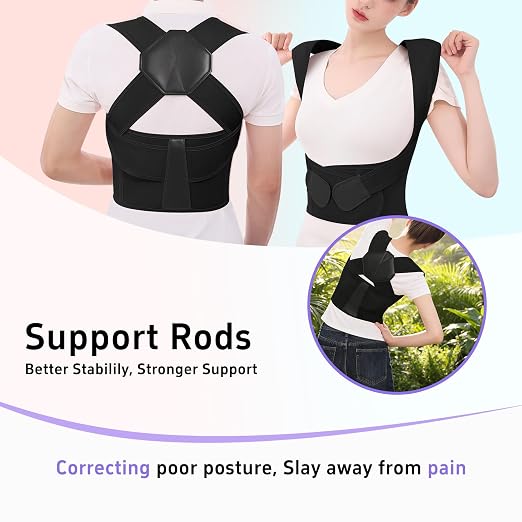 Posture Corrector for Women and Men Back Brace Upper Back Support Adjustable Breathable Shoulder Straightener Hunchback Correction Clavicle Back Pain Relief Comfortable Daily Wear Black Small